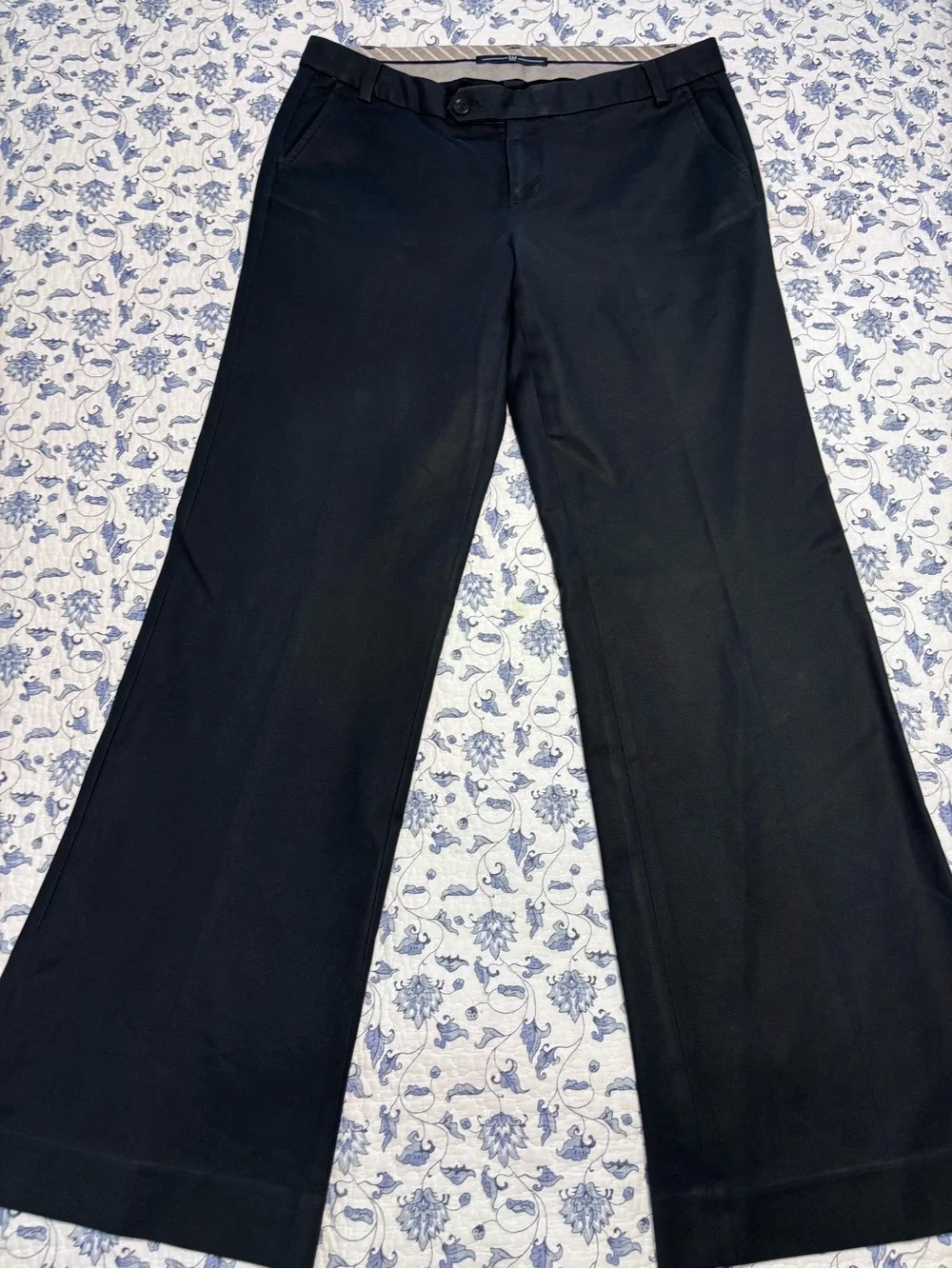 Gap women’s size 10 L Black cotton stretch wide led dress pants trouser pockets - Picture 1 of 9